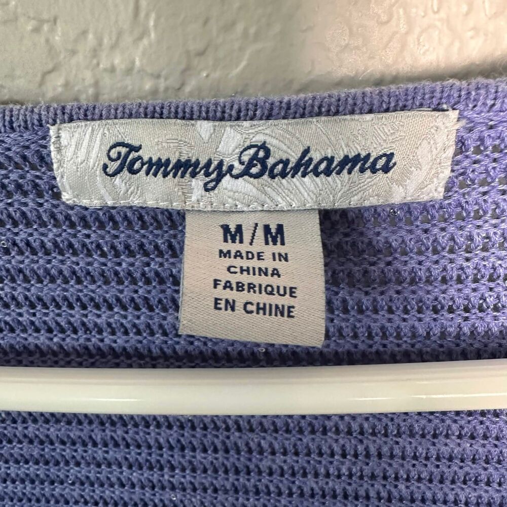 Tommy Bahama V-Neck Ribbed Shimmer Knit Sweater Purple Medium Cotton Blend - Picture 4 of 7